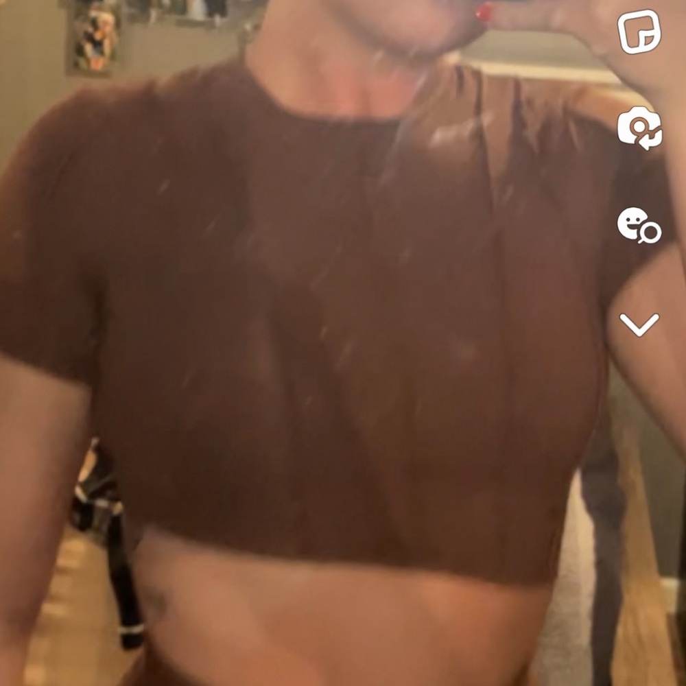 NWOT Oh Polly Exposed Seam Asymmetric Crop Top - Picture 2 of 10
